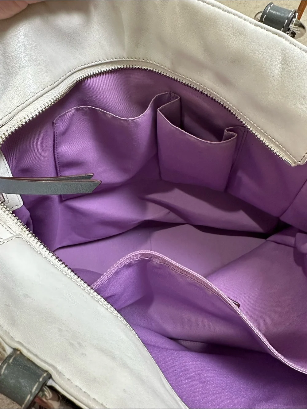Coach Y2K Off-White/Ivory & Gray Soho Large Pleated Gallery Tote Bag